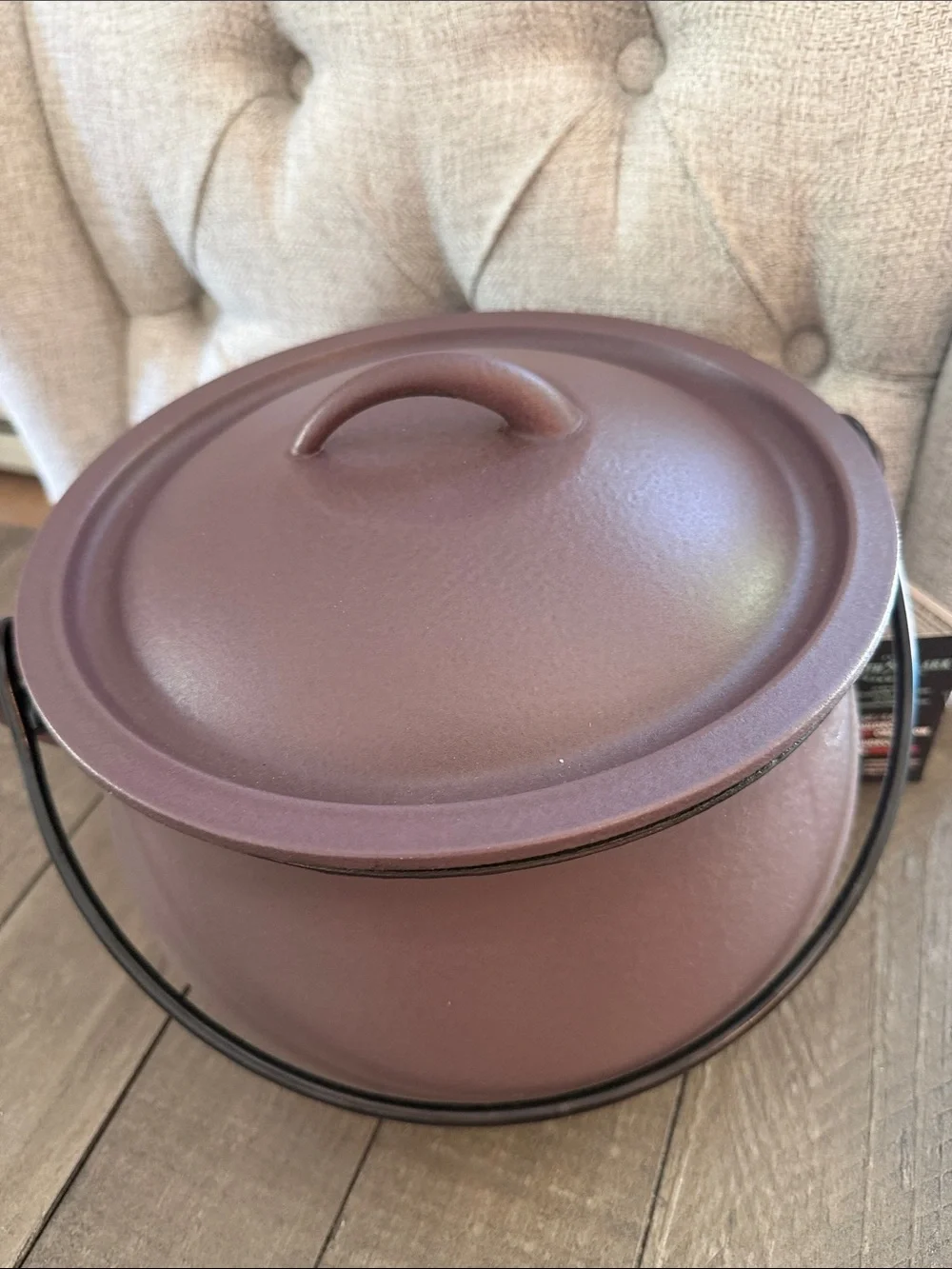 Smith & Clark 6QT Enameled Cast Iron Cauldron Matte Purple Dutch Oven with Lid
